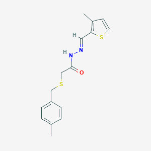 molecular formula C16H18N2OS2 B298048 2-[(4-methylbenzyl)sulfanyl]-N'-[(3-methyl-2-thienyl)methylene]acetohydrazide 