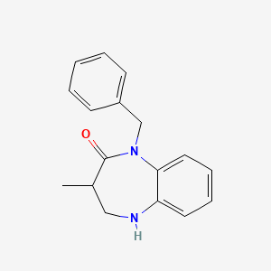 molecular formula C17H18N2O B2980481 1-benzyl-3-methyl-2,3,4,5-tetrahydro-1H-1,5-benzodiazepin-2-one CAS No. 950398-51-3