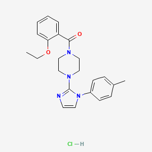 molecular formula C23H27ClN4O2 B2980484 (2-ethoxyphenyl)(4-(1-(p-tolyl)-1H-imidazol-2-yl)piperazin-1-yl)methanone hydrochloride CAS No. 1189676-78-5