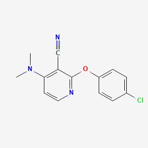 molecular formula C14H12ClN3O B2980487 2-(4-Chlorophenoxy)-4-(dimethylamino)-3-pyridinecarbonitrile CAS No. 478262-62-3