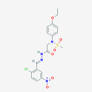 molecular formula C18H19ClN4O6S B298051 N-[2-(2-{2-chloro-5-nitrobenzylidene}hydrazino)-2-oxoethyl]-N-(4-ethoxyphenyl)methanesulfonamide 