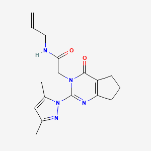 molecular formula C17H21N5O2 B2980512 2-[2-(3,5-dimethylpyrazol-1-yl)-4-oxo-6,7-dihydro-5H-cyclopenta[d]pyrimidin-3-yl]-N-prop-2-enylacetamide CAS No. 1006861-01-3
