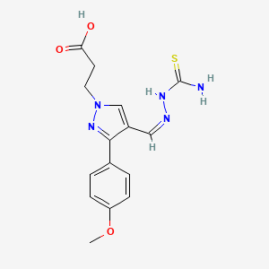 molecular formula C15H17N5O3S B2980519 (Z)-3-(4-((2-carbamothioylhydrazono)methyl)-3-(4-methoxyphenyl)-1H-pyrazol-1-yl)propanoic acid CAS No. 1007194-56-0