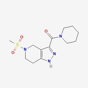 molecular formula C13H20N4O3S B2980522 (5-(methylsulfonyl)-4,5,6,7-tetrahydro-1H-pyrazolo[4,3-c]pyridin-3-yl)(piperidin-1-yl)methanone CAS No. 1428371-86-1