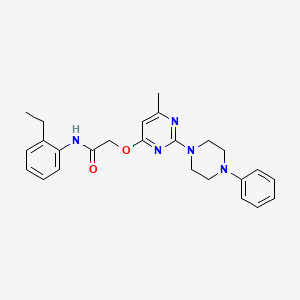 molecular formula C25H29N5O2 B2980533 N-(2-ethylphenyl)-2-{[6-methyl-2-(4-phenylpiperazin-1-yl)pyrimidin-4-yl]oxy}acetamide CAS No. 1031992-93-4