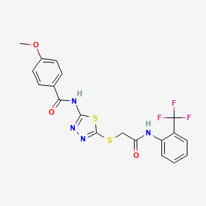 4-methoxy-N-[5-[2-oxo-2-[2-(trifluoromethyl)anilino]ethyl]sulfanyl-1,3,4-thiadiazol-2-yl]benzamide