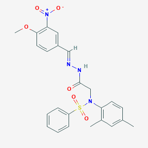molecular formula C24H24N4O6S B298055 N-(2,4-dimethylphenyl)-N-[2-(2-{3-nitro-4-methoxybenzylidene}hydrazino)-2-oxoethyl]benzenesulfonamide 
