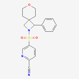 molecular formula C19H19N3O3S B2980557 5-[(3-Phenyl-7-oxa-2-azaspiro[3.5]nonan-2-yl)sulfonyl]pyridine-2-carbonitrile CAS No. 1958301-30-8