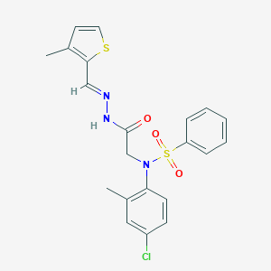 molecular formula C21H20ClN3O3S2 B298056 N-(4-chloro-2-methylphenyl)-N-(2-{2-[(3-methyl-2-thienyl)methylene]hydrazino}-2-oxoethyl)benzenesulfonamide 