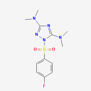 molecular formula C12H16FN5O2S B2980560 N-{3-(dimethylamino)-1-[(4-fluorophenyl)sulfonyl]-1H-1,2,4-triazol-5-yl}-N,N-dimethylamine CAS No. 478032-15-4