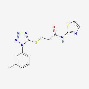 molecular formula C14H14N6OS2 B2980563 3-{[1-(3-methylphenyl)-1H-tetrazol-5-yl]sulfanyl}-N-(1,3-thiazol-2-yl)propanamide CAS No. 924828-39-7