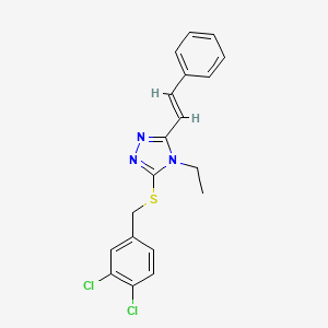 molecular formula C19H17Cl2N3S B2980571 3-[(3,4-dichlorophenyl)methylsulfanyl]-4-ethyl-5-[(E)-2-phenylethenyl]-1,2,4-triazole CAS No. 478065-61-1