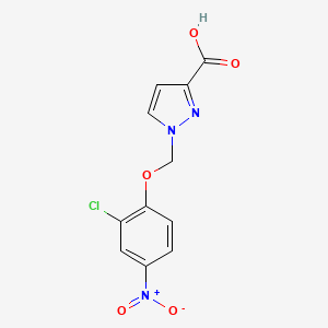 molecular formula C11H8ClN3O5 B2980574 1-[(2-chloro-4-nitrophenoxy)methyl]-1H-pyrazole-3-carboxylic acid CAS No. 1004193-30-9