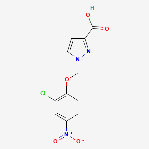 molecular formula C11H8ClN3O5 B2980574 1-[(2-氯-4-硝基苯氧基)甲基]-1H-吡唑-3-羧酸 CAS No. 1004193-30-9