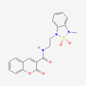 molecular formula C19H17N3O5S B2980577 N-(2-(3-methyl-2,2-dioxidobenzo[c][1,2,5]thiadiazol-1(3H)-yl)ethyl)-2-oxo-2H-chromene-3-carboxamide CAS No. 2034238-26-9