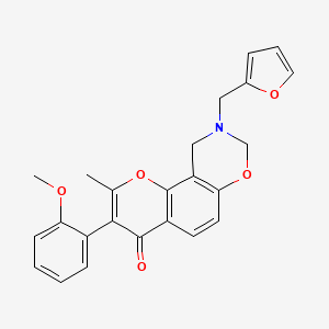 molecular formula C24H21NO5 B2980578 9-(furan-2-ylmethyl)-3-(2-methoxyphenyl)-2-methyl-9,10-dihydrochromeno[8,7-e][1,3]oxazin-4(8H)-one CAS No. 929493-69-6