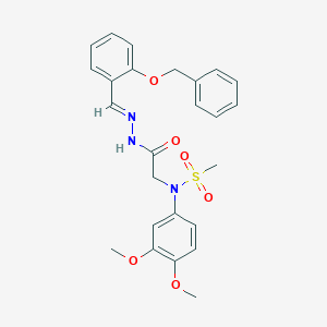 molecular formula C25H27N3O6S B298058 N-(2-{2-[2-(benzyloxy)benzylidene]hydrazino}-2-oxoethyl)-N-(3,4-dimethoxyphenyl)methanesulfonamide 