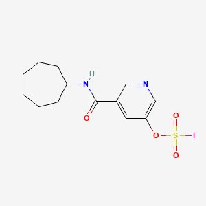 molecular formula C13H17FN2O4S B2980588 3-(Cycloheptylcarbamoyl)-5-fluorosulfonyloxypyridine CAS No. 2411294-16-9