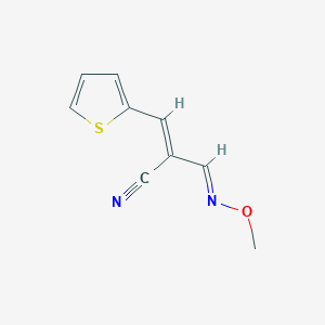 molecular formula C9H8N2OS B2980593 (Z)-2-[(E)-methoxyiminomethyl]-3-thiophen-2-ylprop-2-enenitrile CAS No. 339278-32-9