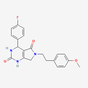 molecular formula C21H20FN3O3 B2980595 4-(4-氟苯基)-6-(4-甲氧基苯乙基)-3,4,6,7-四氢-1H-吡咯并[3,4-d]嘧啶-2,5-二酮 CAS No. 930956-15-3