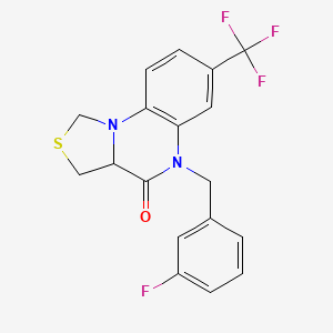 molecular formula C18H14F4N2OS B2980599 5-(3-fluorobenzyl)-7-(trifluoromethyl)-3,3a-dihydro[1,3]thiazolo[3,4-a]quinoxalin-4(5H)-one CAS No. 1030939-22-0