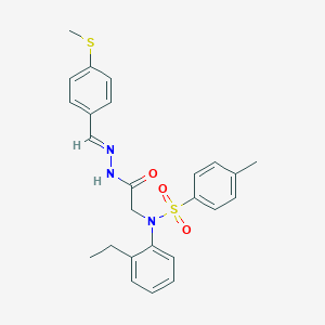 molecular formula C25H27N3O3S2 B298060 N-(2-ethylphenyl)-4-methyl-N-(2-{2-[4-(methylsulfanyl)benzylidene]hydrazino}-2-oxoethyl)benzenesulfonamide 