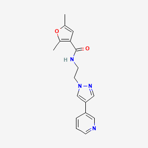 molecular formula C17H18N4O2 B2980600 2,5-二甲基-N-{2-[4-(吡啶-3-基)-1H-吡唑-1-基]乙基}呋喃-3-甲酰胺 CAS No. 2097926-42-4