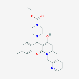 Ethyl 4-((4-hydroxy-6-methyl-2-oxo-1-(pyridin-2-ylmethyl)-1,2-dihydropyridin-3-yl)(p-tolyl)methyl)piperazine-1-carboxylate