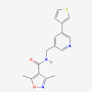 3,5-dimethyl-N-((5-(thiophen-3-yl)pyridin-3-yl)methyl)isoxazole-4-carboxamide