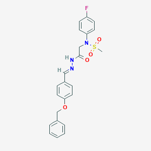 molecular formula C23H22FN3O4S B298061 N-(2-{2-[4-(benzyloxy)benzylidene]hydrazino}-2-oxoethyl)-N-(4-fluorophenyl)methanesulfonamide 