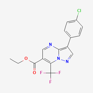 molecular formula C16H11ClF3N3O2 B2980626 Ethyl 3-(4-chlorophenyl)-7-(trifluoromethyl)pyrazolo[1,5-a]pyrimidine-6-carboxylate CAS No. 685107-03-3