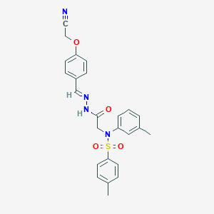 molecular formula C25H24N4O4S B298063 N-(2-{2-[4-(cyanomethoxy)benzylidene]hydrazino}-2-oxoethyl)-4-methyl-N-(3-methylphenyl)benzenesulfonamide 