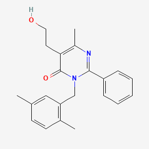molecular formula C22H24N2O2 B2980651 3-(2,5-dimethylbenzyl)-5-(2-hydroxyethyl)-6-methyl-2-phenylpyrimidin-4(3H)-one CAS No. 1775465-18-3