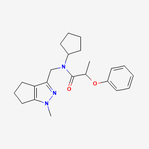 molecular formula C22H29N3O2 B2980662 N-cyclopentyl-N-((1-methyl-1,4,5,6-tetrahydrocyclopenta[c]pyrazol-3-yl)methyl)-2-phenoxypropanamide CAS No. 2034365-20-1