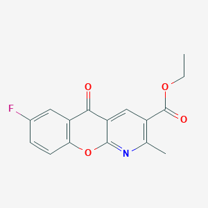 molecular formula C16H12FNO4 B2980663 ethyl 7-fluoro-2-methyl-5-oxo-5H-chromeno[2,3-b]pyridine-3-carboxylate CAS No. 338778-14-6