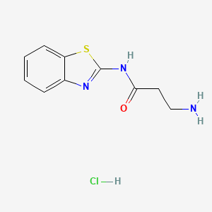 molecular formula C10H12ClN3OS B2980668 3-amino-N-(benzo[d]thiazol-2-yl)propanamide hydrochloride CAS No. 1573547-33-7