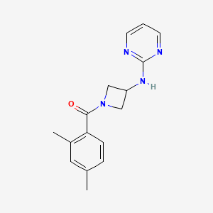 molecular formula C16H18N4O B2980669 (2,4-Dimethylphenyl)(3-(pyrimidin-2-ylamino)azetidin-1-yl)methanone CAS No. 2189498-86-8