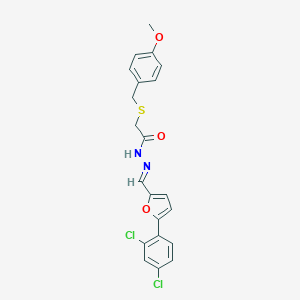 molecular formula C21H18Cl2N2O3S B298067 N'-{[5-(2,4-dichlorophenyl)-2-furyl]methylene}-2-[(4-methoxybenzyl)sulfanyl]acetohydrazide 