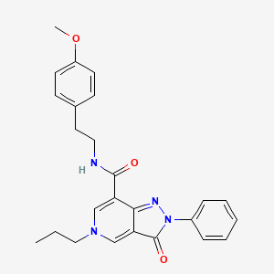 molecular formula C25H26N4O3 B2980670 N-(4-methoxyphenethyl)-3-oxo-2-phenyl-5-propyl-3,5-dihydro-2H-pyrazolo[4,3-c]pyridine-7-carboxamide CAS No. 921578-13-4