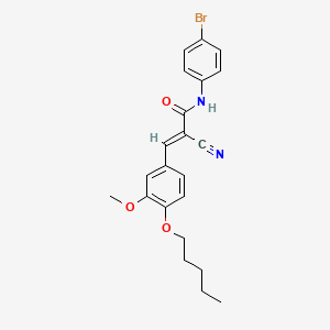 molecular formula C22H23BrN2O3 B2980673 (E)-N-(4-bromophenyl)-2-cyano-3-(3-methoxy-4-pentoxyphenyl)prop-2-enamide CAS No. 380434-71-9