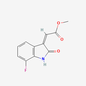 molecular formula C11H8FNO3 B2980693 methyl 2-[(3Z)-7-fluoro-2-oxo-2,3-dihydro-1H-indol-3-ylidene]acetate CAS No. 2138835-06-8