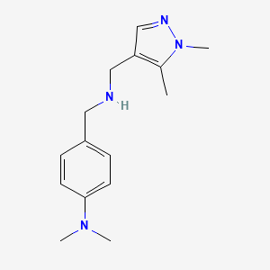 molecular formula C15H22N4 B2980696 4-((((1,5-二甲基-1H-吡唑-4-基)甲基)氨基)甲基)-N,N-二甲基苯胺 CAS No. 1006959-98-3