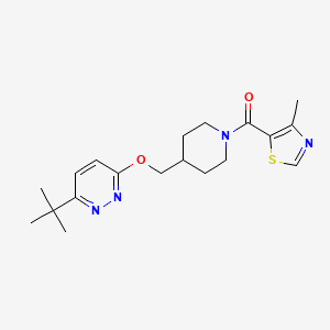 molecular formula C19H26N4O2S B2980699 [4-[(6-Tert-butylpyridazin-3-yl)oxymethyl]piperidin-1-yl]-(4-methyl-1,3-thiazol-5-yl)methanone CAS No. 2310096-99-0