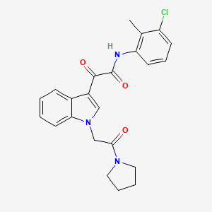 molecular formula C23H22ClN3O3 B2980705 N-(3-氯-2-甲基苯基)-2-氧代-2-(1-(2-氧代-2-(吡咯烷-1-基)乙基)-1H-吲哚-3-基)乙酰胺 CAS No. 872854-84-7