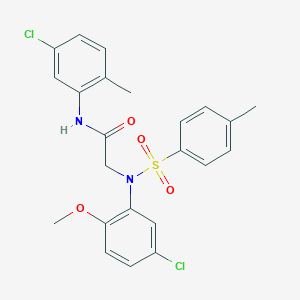 molecular formula C23H22Cl2N2O4S B298071 N~2~-(5-chloro-2-methoxyphenyl)-N-(5-chloro-2-methylphenyl)-N~2~-[(4-methylphenyl)sulfonyl]glycinamide 