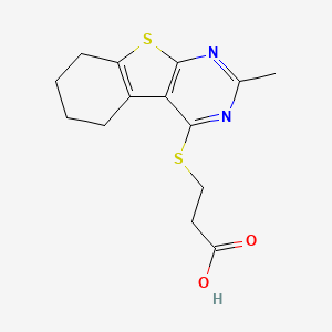 molecular formula C14H16N2O2S2 B2980713 3-[(2-Methyl-5,6,7,8-tetrahydro-[1]benzothiolo[2,3-d]pyrimidin-4-yl)sulfanyl]propanoic acid CAS No. 304476-81-1