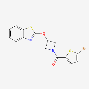 molecular formula C15H11BrN2O2S2 B2980718 (3-(Benzo[d]thiazol-2-yloxy)azetidin-1-yl)(5-bromothiophen-2-yl)methanone CAS No. 1421489-74-8