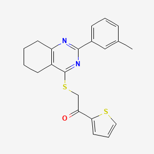 molecular formula C21H20N2OS2 B2980734 2-[[2-(3-Methylphenyl)-5,6,7,8-tetrahydroquinazolin-4-yl]sulfanyl]-1-thiophen-2-ylethanone CAS No. 865591-66-8
