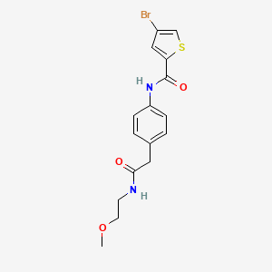 molecular formula C16H17BrN2O3S B2980743 4-溴-N-(4-(2-((2-甲氧基乙基)氨基)-2-氧代乙基)苯基)噻吩-2-甲酰胺 CAS No. 1448125-38-9