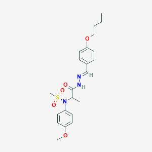 molecular formula C22H29N3O5S B298077 N-{2-[2-(4-butoxybenzylidene)hydrazino]-1-methyl-2-oxoethyl}-N-(4-methoxyphenyl)methanesulfonamide 